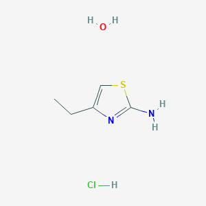 molecular formula C5H11ClN2OS B2440308 4-Ethyl-1,3-thiazol-2-amine hydrochloride hydrate CAS No. 24966-92-5; 34631-53-3