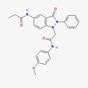 molecular formula C25H24N4O4 B2440311 N-(1-(2-((4-methoxyphenyl)amino)-2-oxoethyl)-3-oxo-2-phenyl-2,3-dihydro-1H-indazol-5-yl)propionamide CAS No. 1251599-78-6