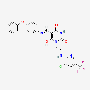 1-(2-{[3-chloro-5-(trifluoromethyl)-2-pyridinyl]amino}ethyl)-5-[(4-phenoxyanilino)methylene]-2,4,6(1H,3H,5H)-pyrimidinetrione