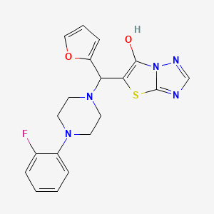 molecular formula C19H18FN5O2S B2440316 5-((4-(2-氟苯基)哌嗪-1-基)(呋喃-2-基)甲基)噻唑并[3,2-b][1,2,4]三唑-6-醇 CAS No. 868220-85-3