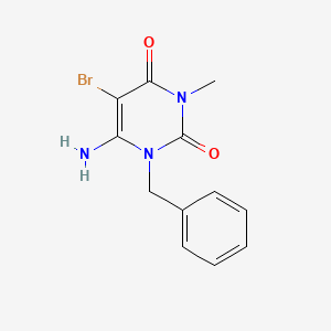 molecular formula C12H12BrN3O2 B2440321 6-氨基-1-苄基-5-溴-3-甲基-1,2,3,4-四氢嘧啶-2,4-二酮 CAS No. 610259-81-9
