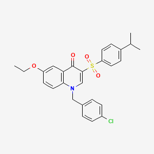 molecular formula C27H26ClNO4S B2440324 1-(4-chlorobenzyl)-6-ethoxy-3-((4-isopropylphenyl)sulfonyl)quinolin-4(1H)-one CAS No. 866844-86-2