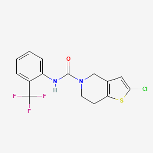 molecular formula C15H12ClF3N2OS B2440337 2-chloro-N-(2-(trifluoromethyl)phenyl)-6,7-dihydrothieno[3,2-c]pyridine-5(4H)-carboxamide CAS No. 2034417-50-8