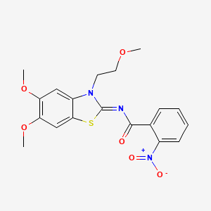 molecular formula C19H19N3O6S B2440339 (Z)-N-(5,6-dimethoxy-3-(2-methoxyethyl)benzo[d]thiazol-2(3H)-ylidene)-2-nitrobenzamide CAS No. 895438-31-0