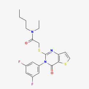 molecular formula C20H21F2N3O2S2 B2440344 N-丁基-2-{[3-(3,5-二氟苯基)-4-氧代-3,4-二氢噻吩并[3,2-d]嘧啶-2-基]硫代}-N-乙基乙酰胺 CAS No. 1261020-79-4