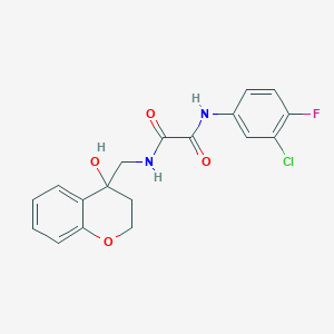 molecular formula C18H16ClFN2O4 B2440347 N1-(3-chloro-4-fluorophenyl)-N2-((4-hydroxychroman-4-yl)methyl)oxalamide CAS No. 1396887-95-8