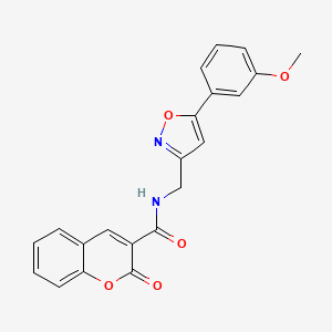 molecular formula C21H16N2O5 B2440350 N-((5-(3-methoxyphenyl)isoxazol-3-yl)methyl)-2-oxo-2H-chromene-3-carboxamide CAS No. 953208-92-9