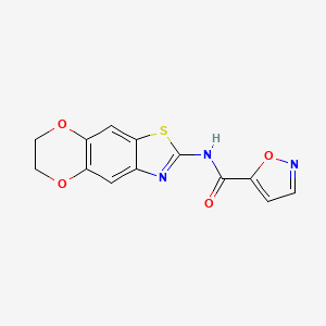 molecular formula C13H9N3O4S B2440364 N-(6,7-二氢-[1,4]二氧杂环[2',3':4,5]苯并[1,2-d]噻唑-2-基)异恶唑-5-甲酰胺 CAS No. 941913-89-9