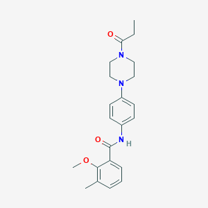 molecular formula C22H27N3O3 B244037 2-methoxy-3-methyl-N-[4-(4-propanoylpiperazin-1-yl)phenyl]benzamide 