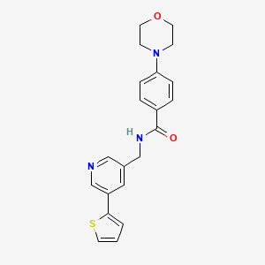 molecular formula C21H21N3O2S B2440375 4-morpholino-N-((5-(thiophen-2-yl)pyridin-3-yl)methyl)benzamide CAS No. 2034411-00-0