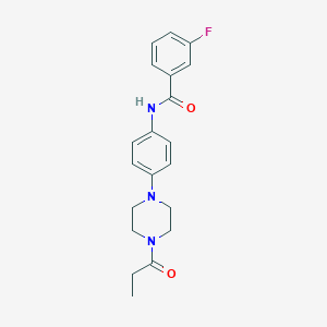 molecular formula C20H22FN3O2 B244038 3-fluoro-N-[4-(4-propanoylpiperazin-1-yl)phenyl]benzamide 