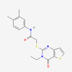 N-(3,4-dimethylphenyl)-2-((3-ethyl-4-oxo-3,4-dihydrothieno[3,2-d]pyrimidin-2-yl)thio)acetamide