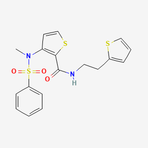 molecular formula C18H18N2O3S3 B2440399 3-(N-methylphenylsulfonamido)-N-(2-(thiophen-2-yl)ethyl)thiophene-2-carboxamide CAS No. 1115933-49-7