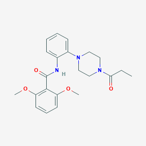 molecular formula C22H27N3O4 B244041 2,6-dimethoxy-N-[2-(4-propanoylpiperazin-1-yl)phenyl]benzamide 