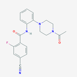 molecular formula C20H19FN4O2 B244043 N-[2-(4-acetylpiperazin-1-yl)phenyl]-4-cyano-2-fluorobenzamide 