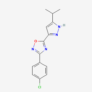 molecular formula C14H13ClN4O B2440430 3-(4-chlorophenyl)-5-(3-isopropyl-1H-pyrazol-5-yl)-1,2,4-oxadiazole CAS No. 1351355-23-1