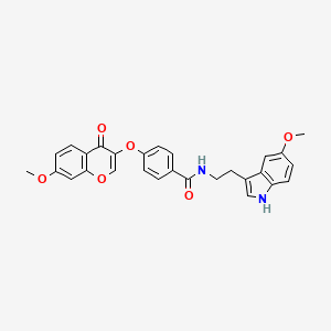 molecular formula C28H24N2O6 B2440438 N-(2-(5-methoxy-1H-indol-3-yl)ethyl)-4-((7-methoxy-4-oxo-4H-chromen-3-yl)oxy)benzamide CAS No. 951970-00-6