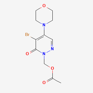 molecular formula C11H14BrN3O4 B2440466 Acétate de [5-bromo-4-morpholino-6-oxo-1(6H)-pyridazinyl]méthyle CAS No. 866018-25-9