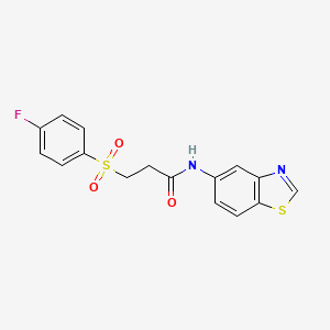 molecular formula C16H13FN2O3S2 B2440470 N-(benzo[d]thiazol-5-yl)-3-((4-fluorophenyl)sulfonyl)propanamide CAS No. 941877-66-3