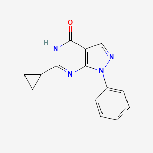 molecular formula C14H12N4O B2440486 6-cyclopropyl-1-phenyl-1H,4H,5H-pyrazolo[3,4-d]pyrimidin-4-one CAS No. 1429232-68-7
