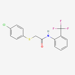 molecular formula C15H11ClF3NOS B2440490 2-((4-氯苯基)硫代)-N-(2-(三氟甲基)苯基)乙酰胺 CAS No. 403834-54-8