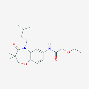 molecular formula C20H30N2O4 B2440492 N-(5-isopentyl-3,3-diméthyl-4-oxo-2,3,4,5-tétrahydrobenzo[b][1,4]oxazépin-7-yl)-2-éthoxyacétamide CAS No. 921778-09-8