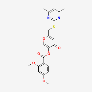 molecular formula C21H20N2O6S B2440497 6-(((4,6-dimethylpyrimidin-2-yl)thio)methyl)-4-oxo-4H-pyran-3-yl 2,4-dimethoxybenzoate CAS No. 877635-70-6