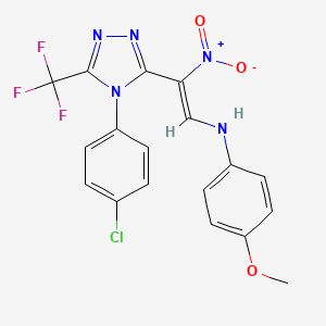 molecular formula C18H13ClF3N5O3 B2440517 N-[(Z)-2-[4-(4-chlorophenyl)-5-(trifluoromethyl)-1,2,4-triazol-3-yl]-2-nitroethenyl]-4-methoxyaniline CAS No. 400079-83-6