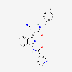(Z)-N-(1-(1-cyano-2-((4-methylbenzyl)amino)-2-oxoethylidene)-1H-isoindol-3-yl)nicotinamide