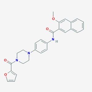 molecular formula C27H25N3O4 B244055 N-{4-[4-(2-furoyl)-1-piperazinyl]phenyl}-3-methoxy-2-naphthamide 
