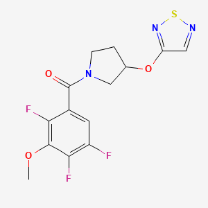 molecular formula C14H12F3N3O3S B2440565 (3-((1,2,5-Thiadiazol-3-yl)oxy)pyrrolidin-1-yl)(2,4,5-trifluoro-3-methoxyphenyl)methanone CAS No. 2194906-32-4