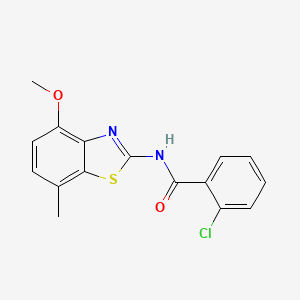 molecular formula C16H13ClN2O2S B2440566 2-chloro-N-(4-methoxy-7-methyl-1,3-benzothiazol-2-yl)benzamide CAS No. 868230-33-5