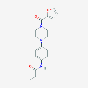 molecular formula C18H21N3O3 B244057 N-{4-[4-(2-furoyl)-1-piperazinyl]phenyl}propanamide 