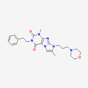 molecular formula C24H30N6O3 B2440581 1,7-dimethyl-8-(3-morpholinopropyl)-3-phenethyl-1H-imidazo[2,1-f]purine-2,4(3H,8H)-dione CAS No. 903858-00-4