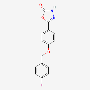 molecular formula C15H11FN2O3 B2440583 5-{4-[(4-fluorobenzyl)oxy]phenyl}-1,3,4-oxadiazol-2(3H)-one CAS No. 866009-87-2
