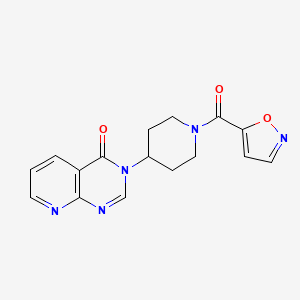 molecular formula C16H15N5O3 B2440584 3-(1-(isoxazole-5-carbonyl)piperidin-4-yl)pyrido[2,3-d]pyrimidin-4(3H)-one CAS No. 2034423-27-1