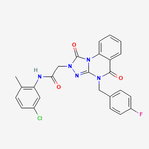 molecular formula C25H19ClFN5O3 B2440587 N-(5-chloro-2-methylphenyl)-2-(4-(4-fluorobenzyl)-1,5-dioxo-4,5-dihydro-[1,2,4]triazolo[4,3-a]quinazolin-2(1H)-yl)acetamide CAS No. 1223832-27-6
