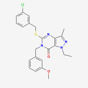 molecular formula C23H23ClN4O2S B2440596 5-((3-chlorobenzyl)thio)-1-ethyl-6-(3-methoxybenzyl)-3-methyl-1H-pyrazolo[4,3-d]pyrimidin-7(6H)-one CAS No. 1357972-59-8