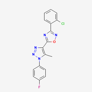 molecular formula C17H11ClFN5O B2440598 3-(2-chlorophenyl)-5-(1-(4-fluorophenyl)-5-methyl-1H-1,2,3-triazol-4-yl)-1,2,4-oxadiazole CAS No. 932527-56-5