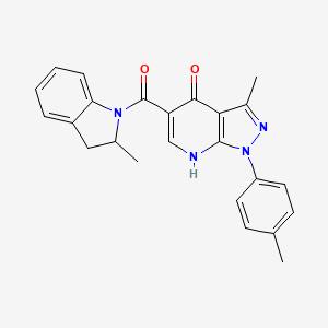 molecular formula C24H22N4O2 B2440599 3-methyl-5-(2-methylindoline-1-carbonyl)-1-(p-tolyl)-1H-pyrazolo[3,4-b]pyridin-4(7H)-one CAS No. 941890-99-9