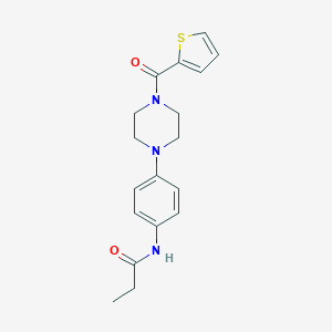 molecular formula C18H21N3O2S B244060 N-{4-[4-(2-thienylcarbonyl)-1-piperazinyl]phenyl}propanamide 