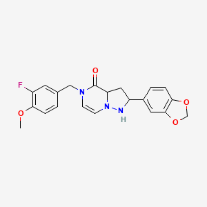 molecular formula C21H16FN3O4 B2440604 2-(2H-1,3-benzodioxol-5-yl)-5-[(3-fluoro-4-methoxyphenyl)methyl]-4H,5H-pyrazolo[1,5-a]pyrazin-4-one CAS No. 1326909-11-8