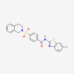 molecular formula C24H21N3O3S2 B2440634 4-((3,4-dihydroisoquinolin-2(1H)-yl)sulfonyl)-N-(6-methylbenzo[d]thiazol-2-yl)benzamide CAS No. 361480-51-5