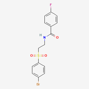 molecular formula C15H13BrFNO3S B2440639 N-{2-[(4-bromophenyl)sulfonyl]ethyl}-4-fluorobenzenecarboxamide CAS No. 338955-72-9