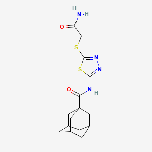 molecular formula C15H20N4O2S2 B2440643 N-[5-(2-amino-2-oxoethyl)sulfanyl-1,3,4-thiadiazol-2-yl]adamantane-1-carboxamide CAS No. 893132-05-3