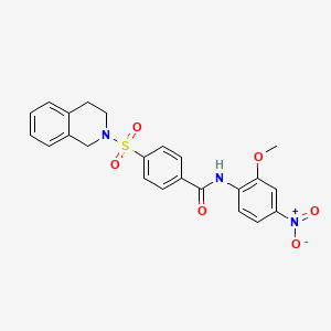 molecular formula C23H21N3O6S B2440673 4-((3,4-dihydroisoquinolin-2(1H)-yl)sulfonyl)-N-(2-methoxy-4-nitrophenyl)benzamide CAS No. 391876-56-5