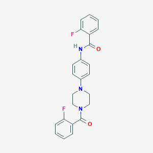 molecular formula C24H21F2N3O2 B244068 2-fluoro-N-{4-[4-(2-fluorobenzoyl)-1-piperazinyl]phenyl}benzamide 