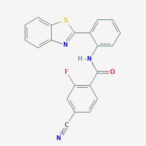 molecular formula C21H12FN3OS B244069 N-[2-(1,3-benzothiazol-2-yl)phenyl]-4-cyano-2-fluorobenzamide 