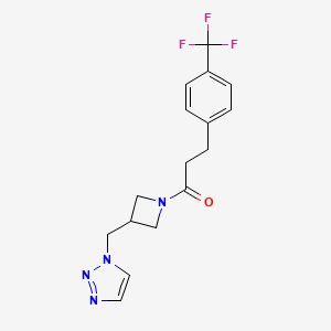 molecular formula C16H17F3N4O B2440691 1-[3-(Triazol-1-ylmethyl)azetidin-1-yl]-3-[4-(trifluoromethyl)phenyl]propan-1-one CAS No. 2309571-74-0