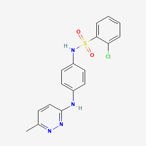 molecular formula C17H15ClN4O2S B2440693 2-氯-N-(4-((6-甲基吡啶-3-基)氨基)苯基)苯磺酰胺 CAS No. 1170418-65-1
